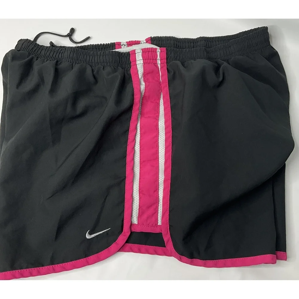 Nike Tempo Shorts Women Sz Large Running Athletic Fitness Lined Black Fuchsia